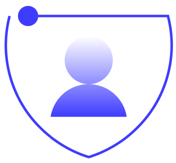 Icon of user protected by a shield