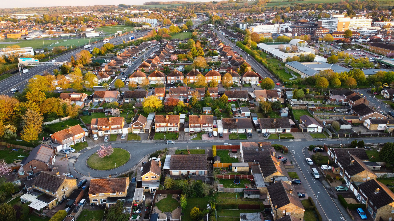 aerial view of a small city