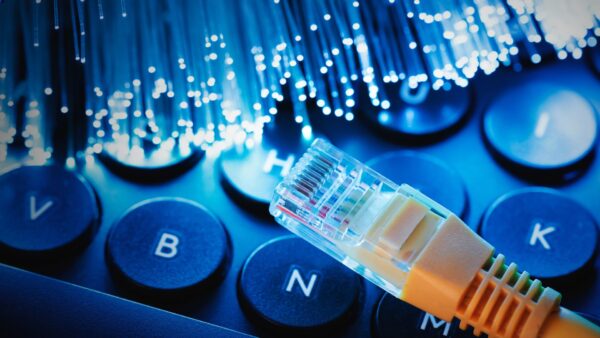 Fiber and ethernet on a keyboard