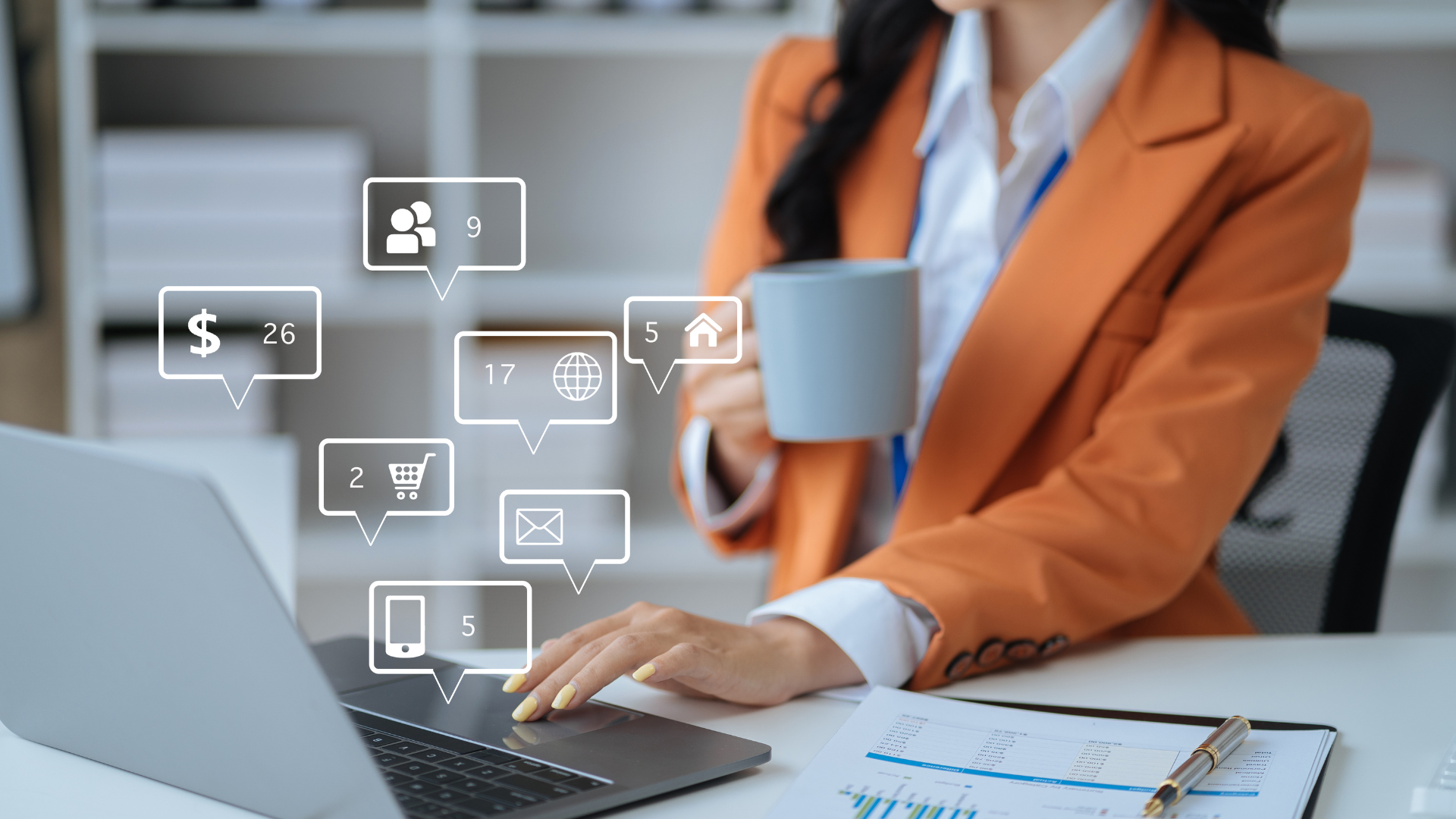 woman working on a knowledge management system