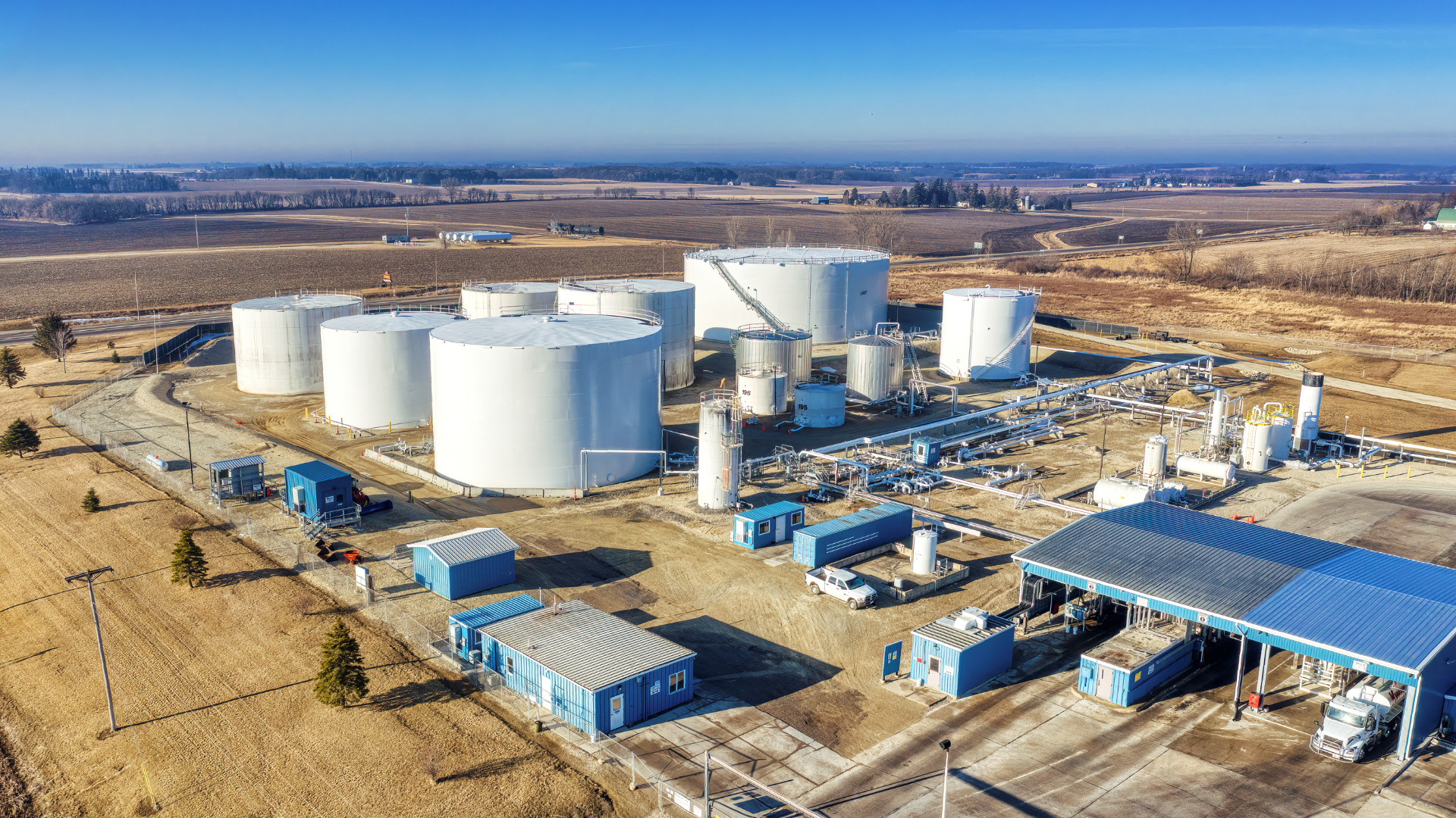 aerial view of a manufacturing facility 