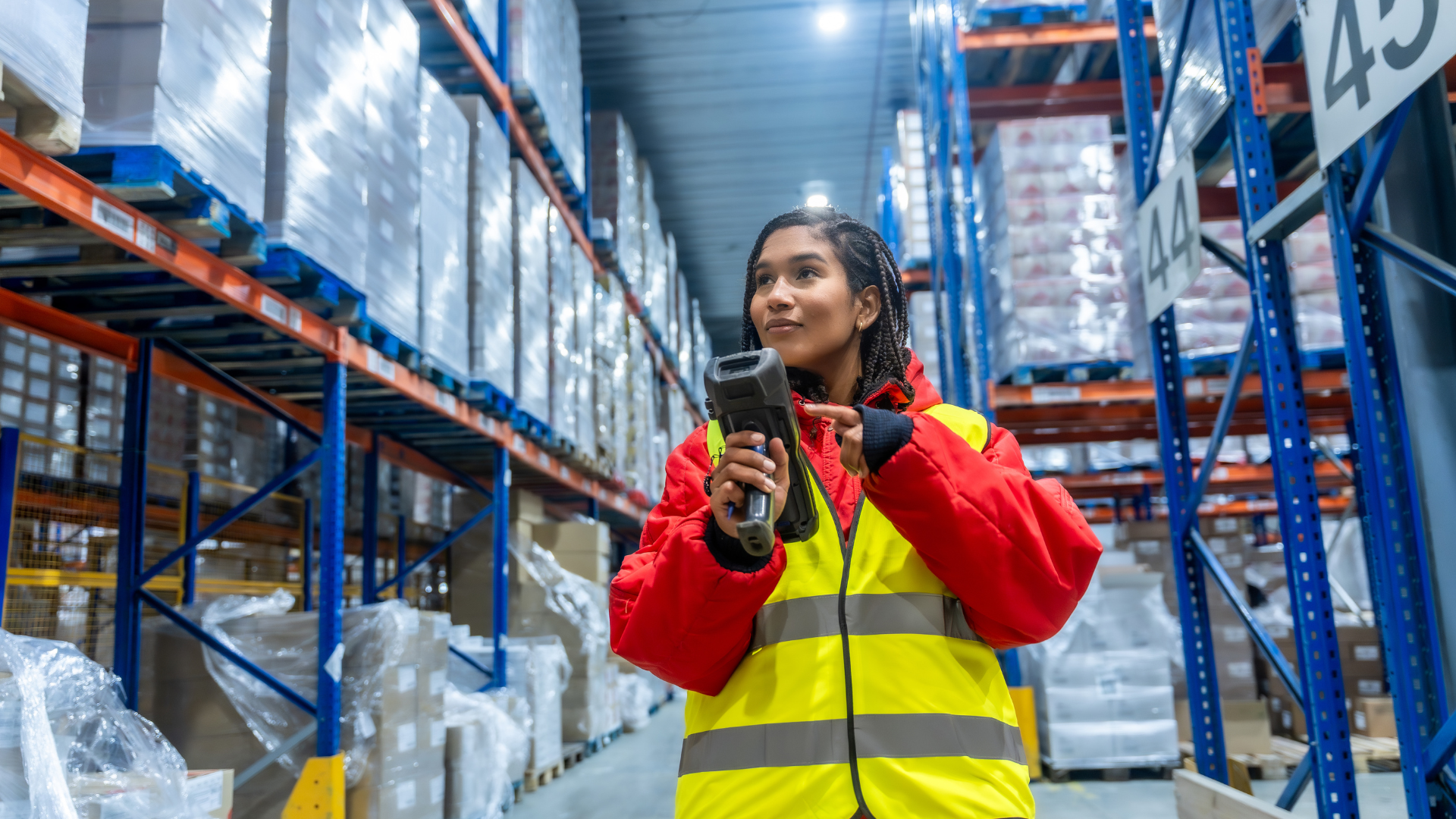 woman performing asset inventory in a warehouse