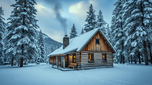 image of a winter cabin